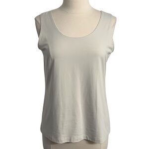 Chico's Sleeveless Scoop Neck Pull-Over Microfiber Tank Top, Ivory, Size 2